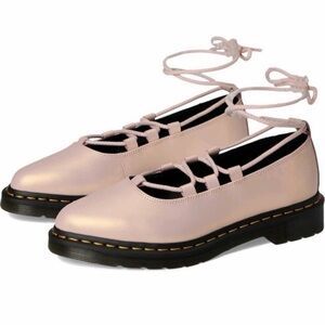 Dr. Martens Light Pink Lace-Up Ballet Flats with Ankle Ties